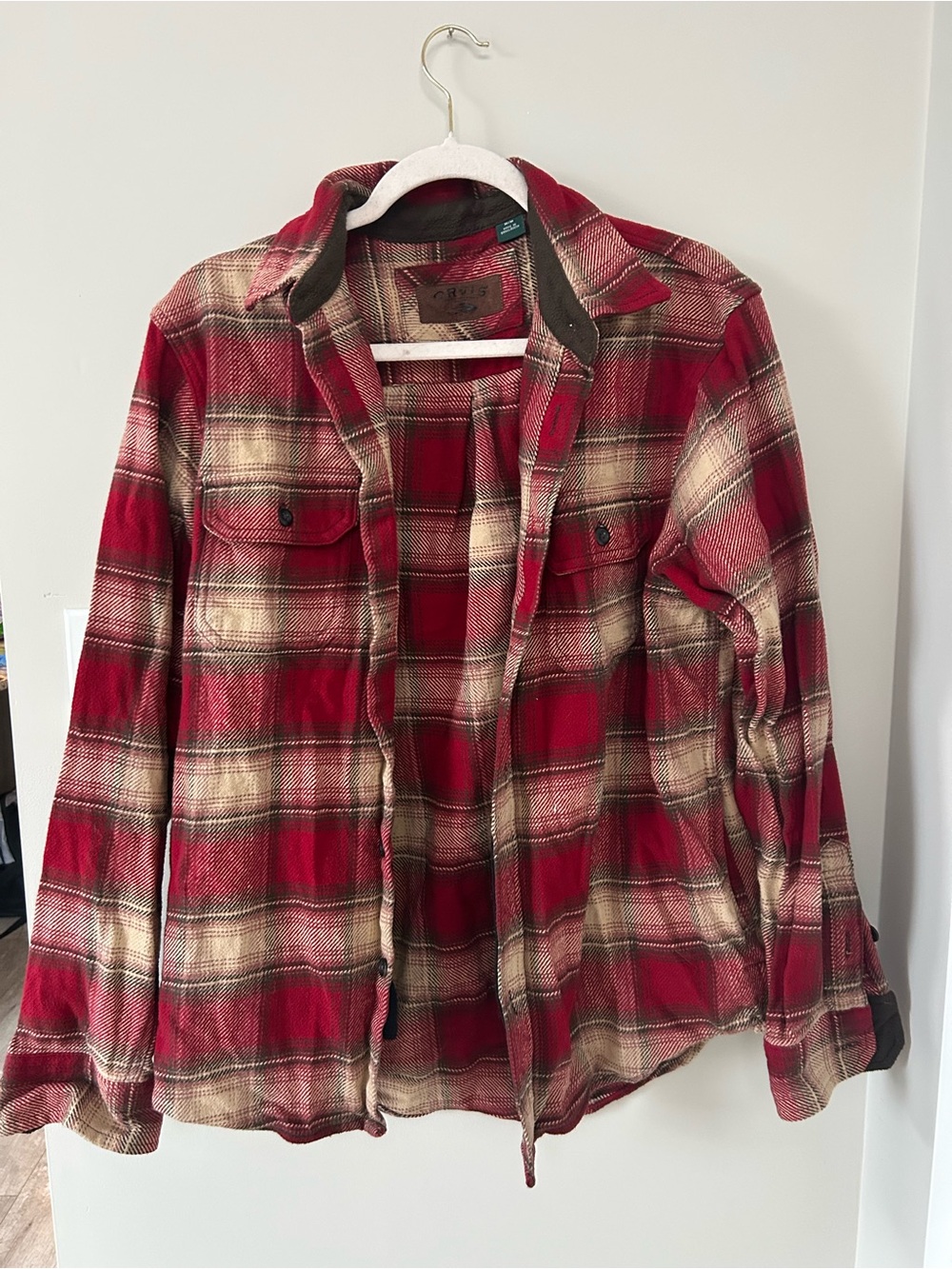 Orvis Red and Cream Plaid Utility Jacket
